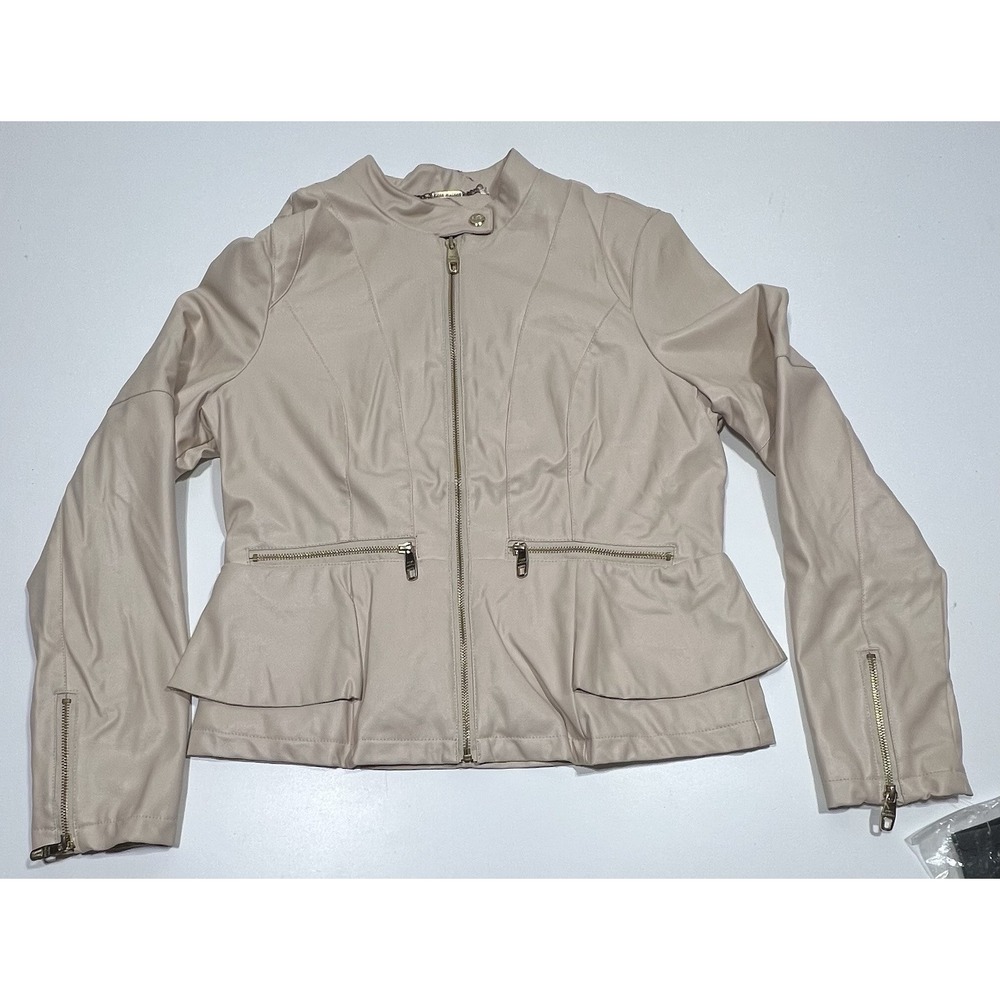 Steve Madden Beige Faux Leather Women's Jacket Matrix Size L Read‎ Description